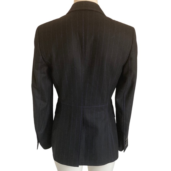 Escada Black Pinstripe 2 button Wool Blazer Jacket Sz 34 4 Excellent! - Picture 7 of 10